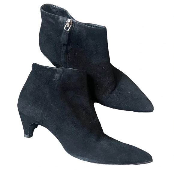 Prada Kitten Heel Pointed Toe Suede Booties, size 37 - Picture 1 of 9